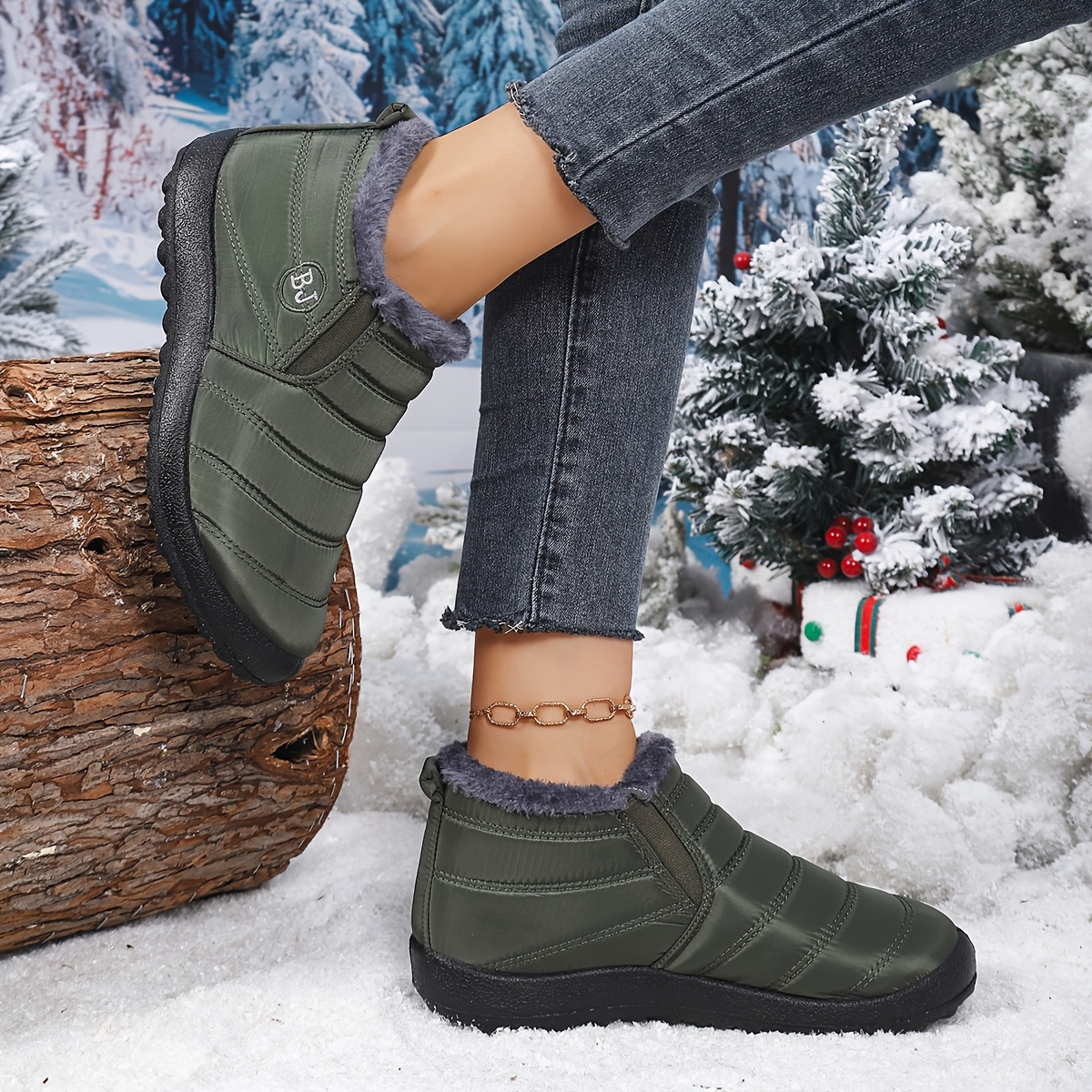 Unisex Winter Snow Boots, Plush-Lined Ankle Boots