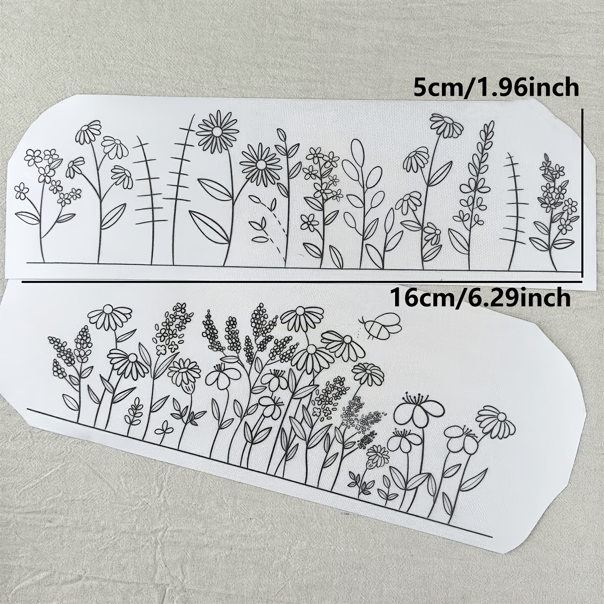 TEMU 2pcs Washable Floral Embroidery Kit, Stable Patches With Water-soluble Ink And Reusable Stickers, Suitable For Clothing Decoration And ,