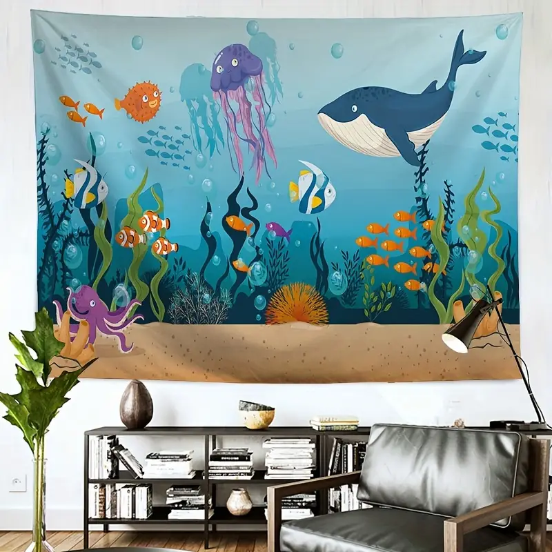 Suede Fabric Background Tapestry Wall Decor Underwater World
