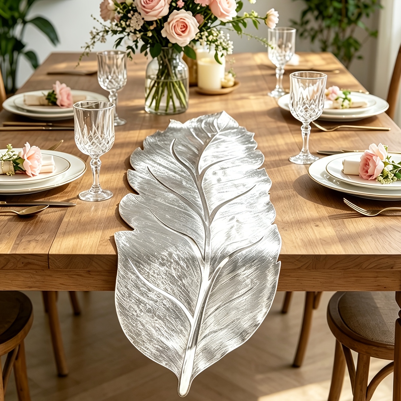 TEMU 1 , de mesa dorado con hojas en relieve, ideal para decoración de mesas de restaurantes, protección de escritorios, de mesa floral, tapete de
