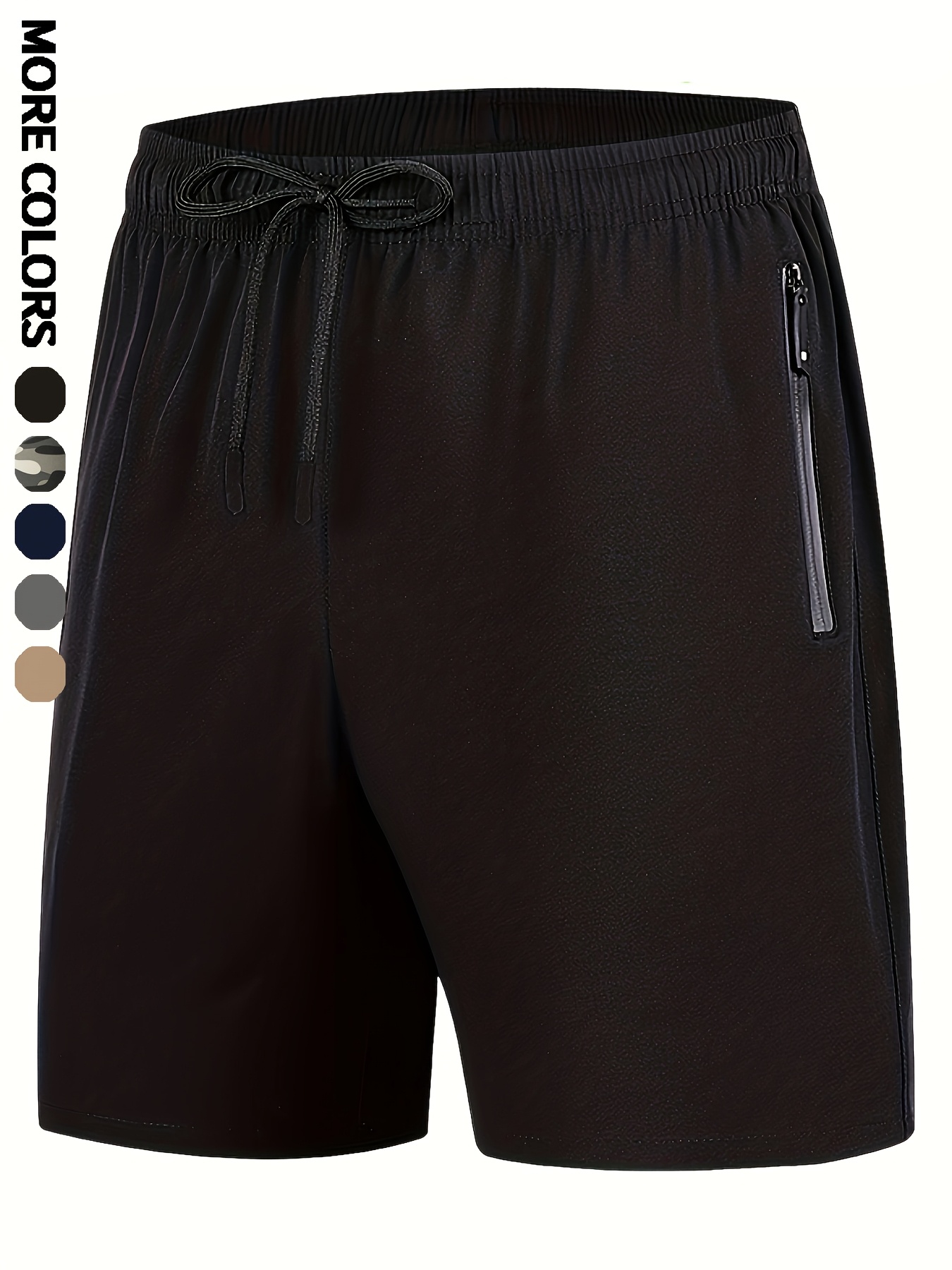 Plus Size Men's Casual Elastic Drawstring Plain Color Sports Short Pants, Oversized Running Fitness Shorts Quick-drying Breathable