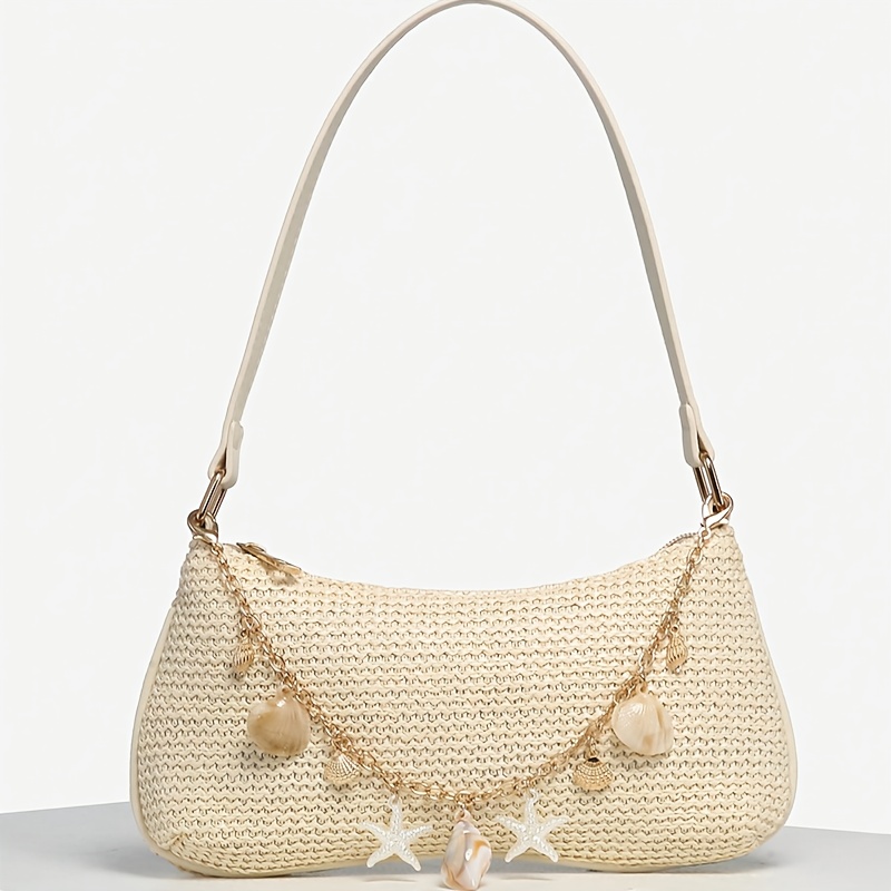1pc Of Retro Minimalist Decorative Shoulder Strap Single Shoulder Bag Crescent Shaped Bag, Suitable For Dating, Going Out, Gathering, Beach Vacation