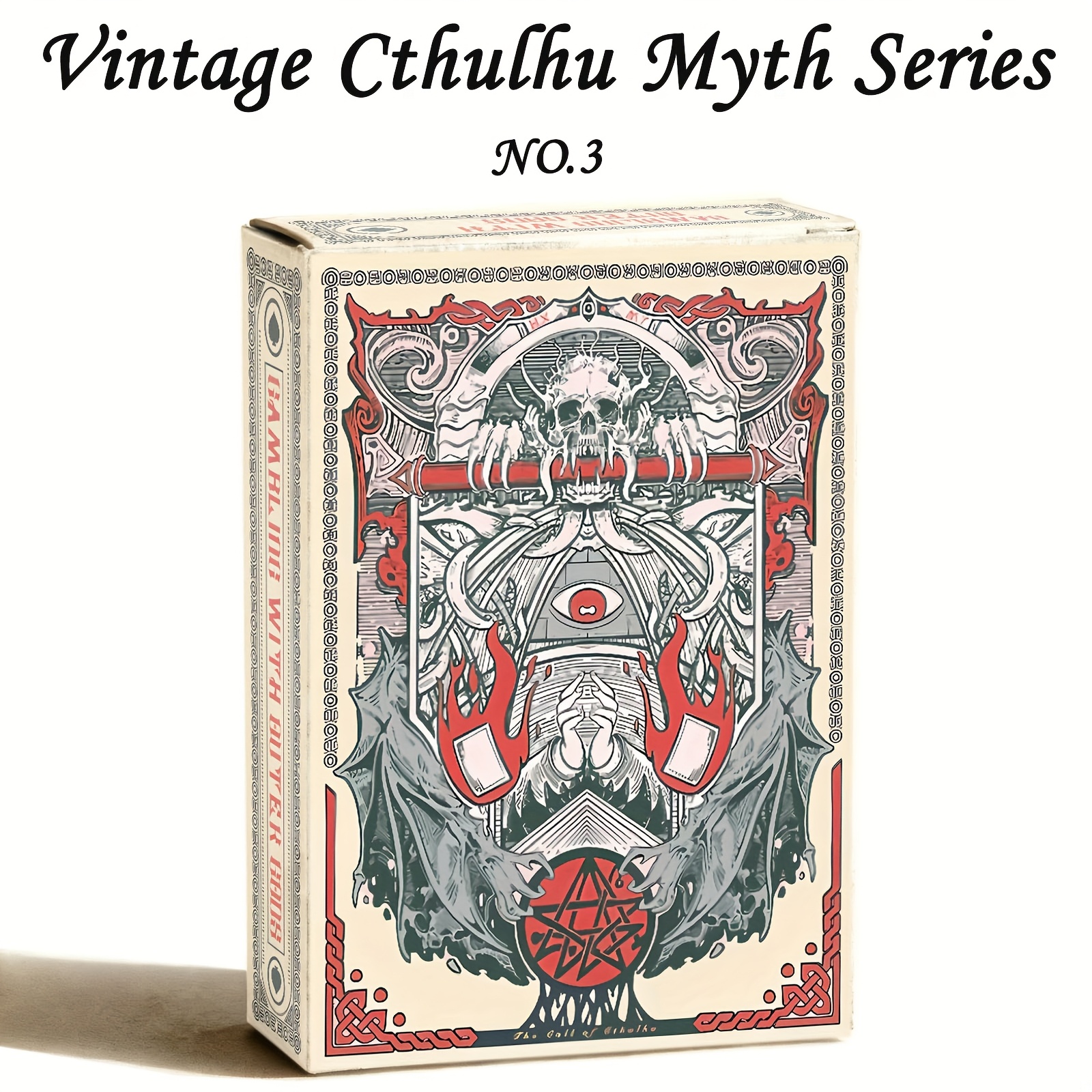 Image of Retro-themed Playing Cards Featuring Myth Series, Designed With A Double-sided Anti-slip Pattern. Perfect For Collectors And As Gifts For Halloween, Thanksgiving, And Christmas. (red)