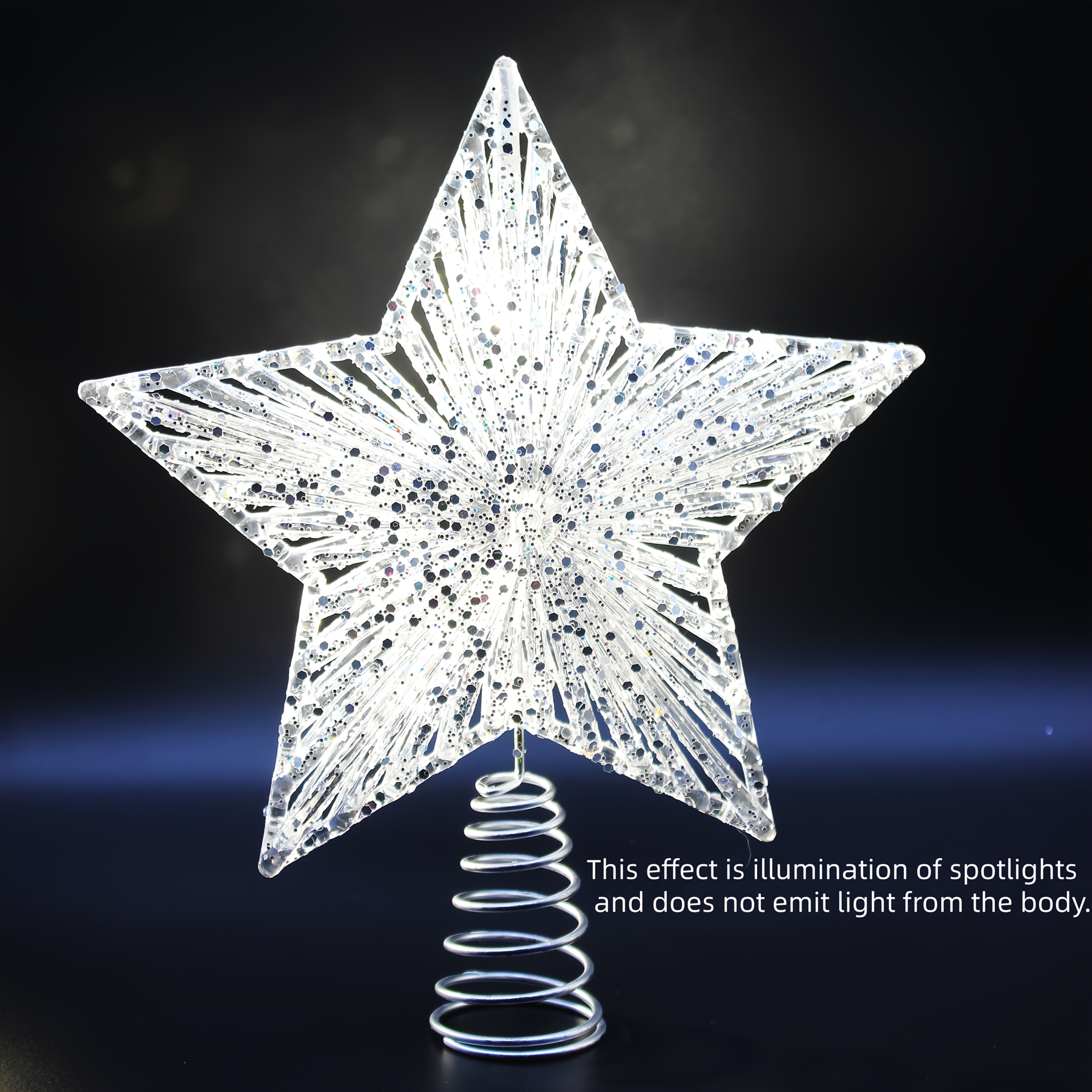 Image of 1pc, 26cm Sparkling Acrylic Tree Topper, 3d Shape, Styles: Sparkling Sequins And Acrylic, , Suitable For Holidays And Parties, Weddings And Graduations
