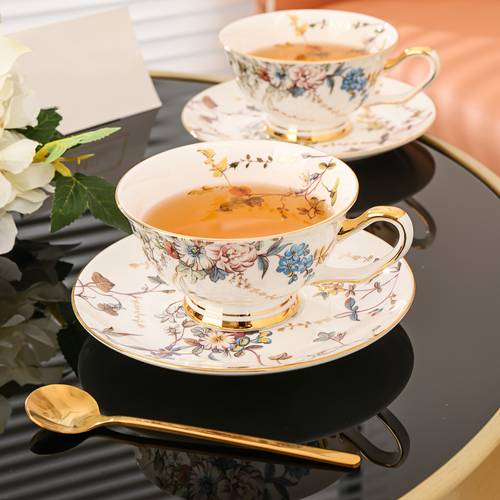 1pc coffee cup made of bone china saucer and 1 spoon featuring an elegant this ceramic latte cup and saucer is perfect for afternoon suitable for festive valentines day christmas