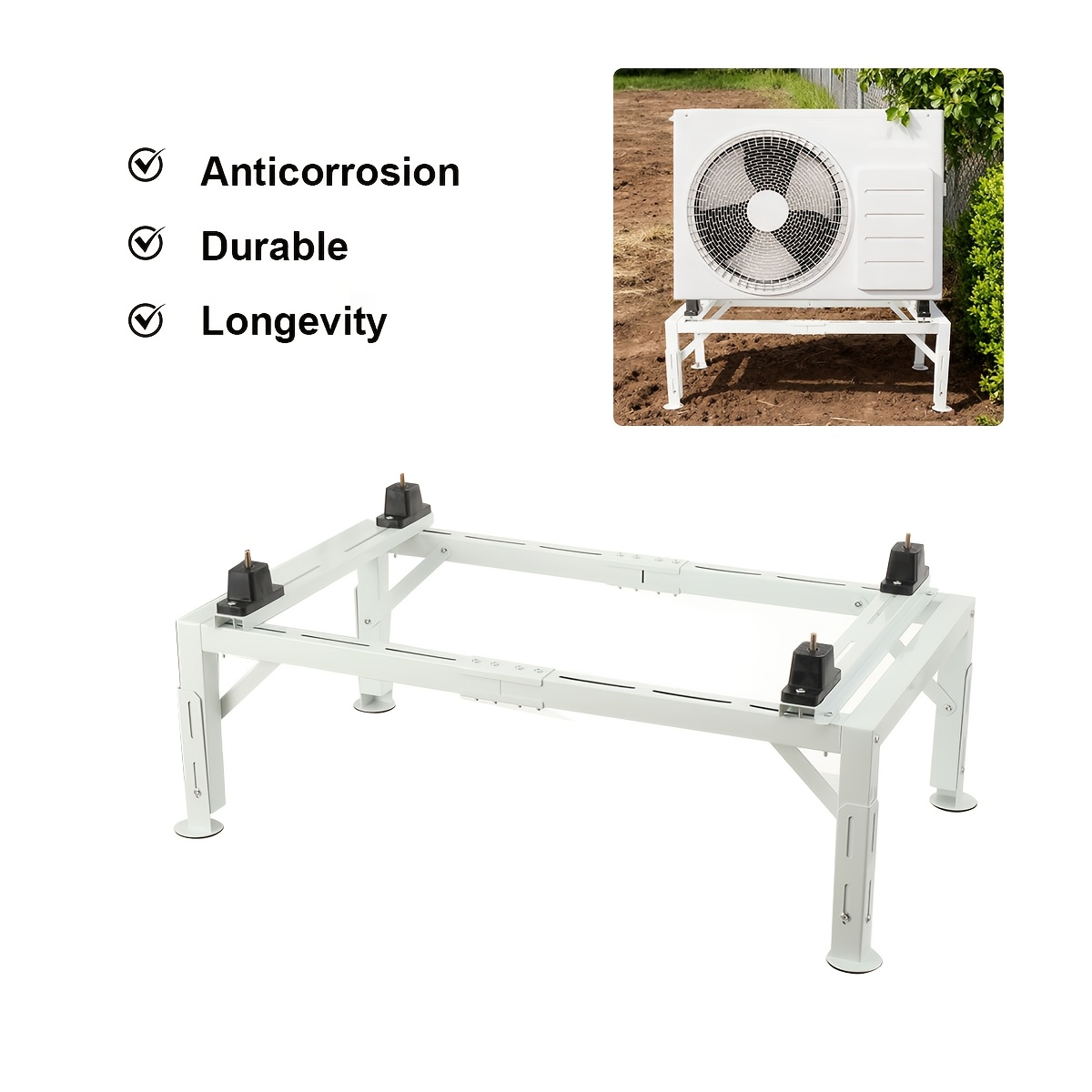 Heavy-duty Mini Split Ac Console Compatible For 9000-36000 Btu External Units, Adjustable Outdoor Condenser Stand With Ground Mount Bracket, System For /office, Easy Assembly (carbon /steel)