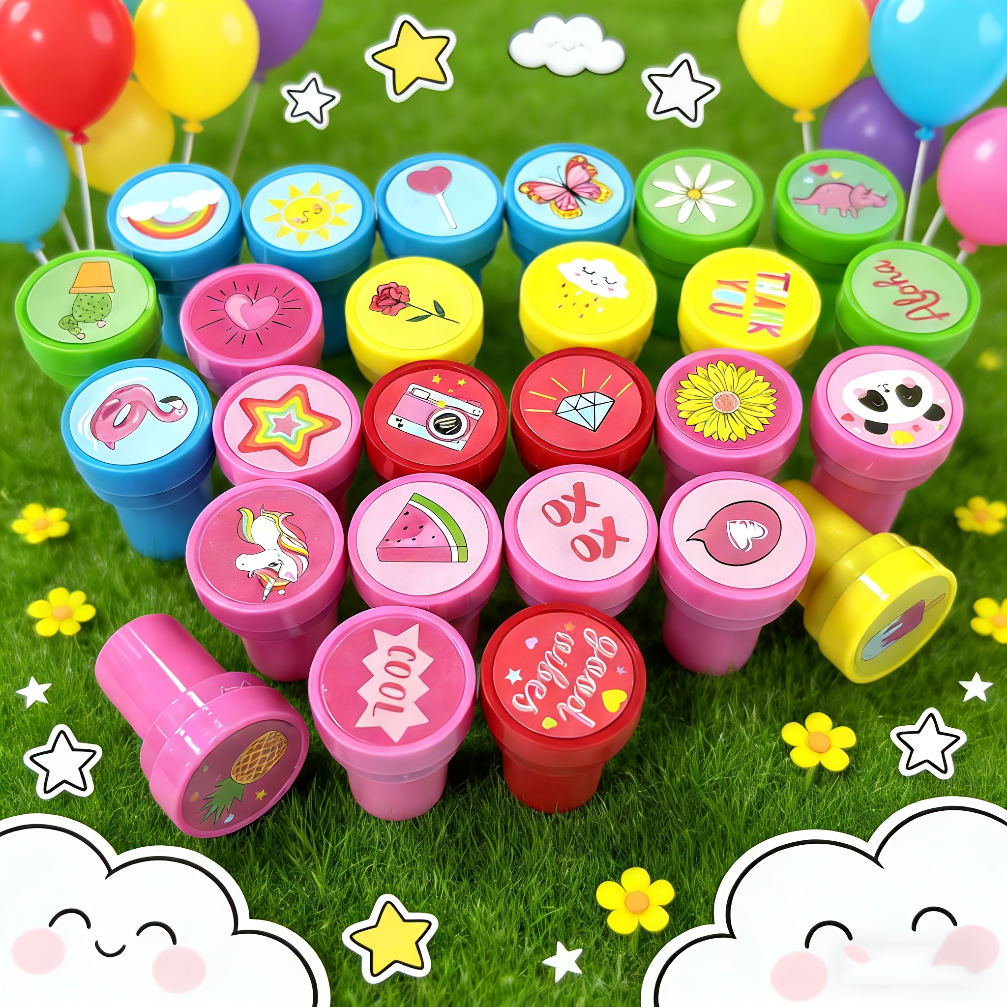 Image of Assorted Stamps For Kids - 26pcs Self-ink Stamps With 26 Designs For Birthday Party Favor, Carnival Prizes, School Stampers, , Halloween, Christmas (party, Holiday Stampers)