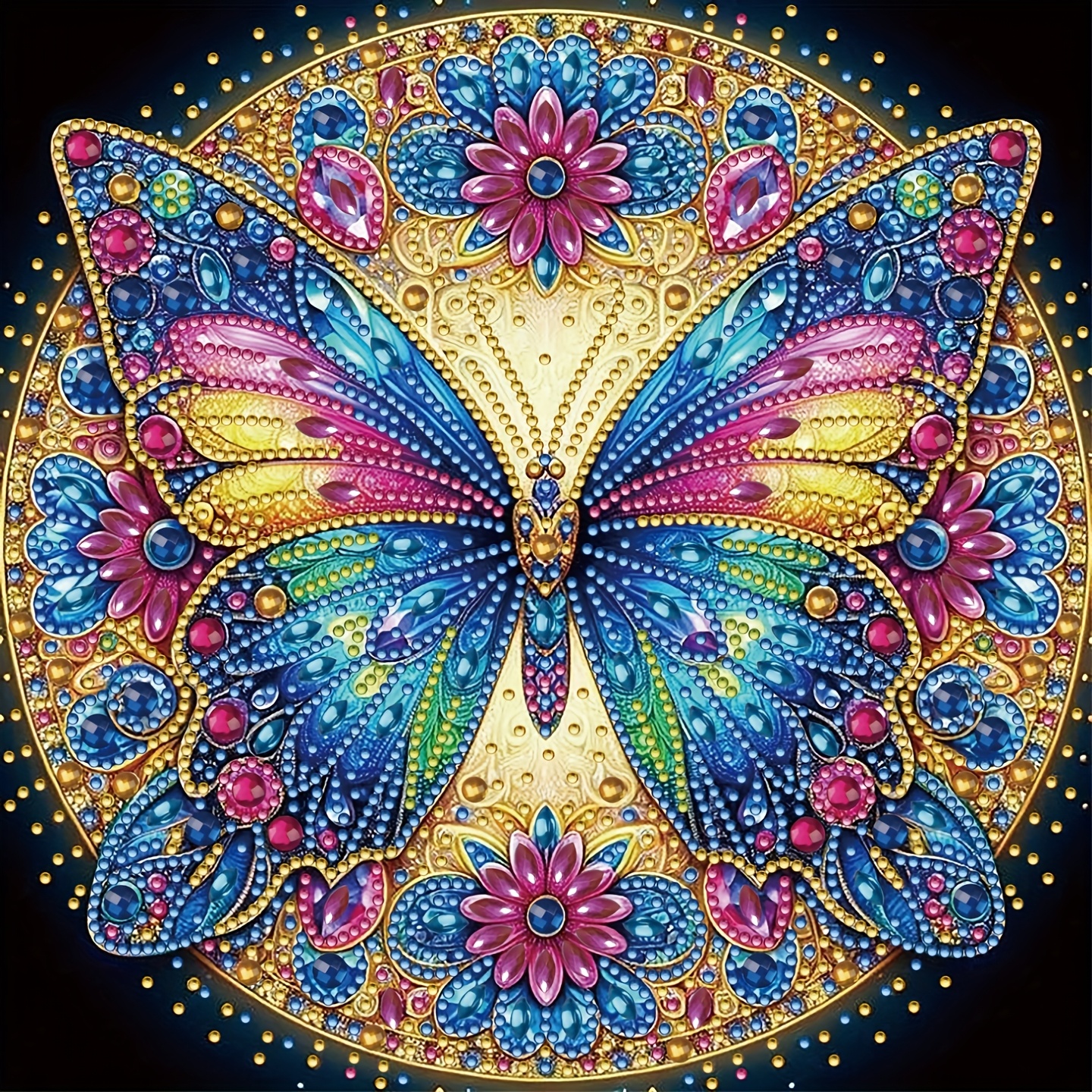 Image of Large Diamond Painting Kit - Extra Large 11.8x11.8 Inch (30x30cm) Mandala With Multicolor Diamonds, Round & Irregular Diamonds, Home Decor, Birthday/valentine's Gift - Partially Inlaid Diamonds