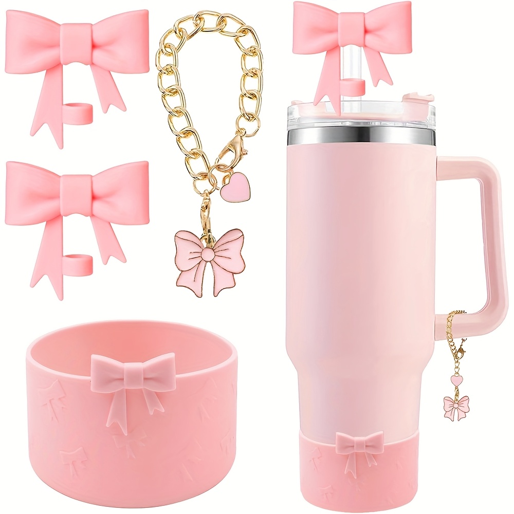 juego de accesorios para vasos de 4 piezas para vaso tumbler de 30oz y 40oz,   2 tapas   con   para   de 10mm reciclables, 1   de silicona para el pie del vaso y 1 adorno para la asa para vaso tumbler de 30&40oz detalles 1