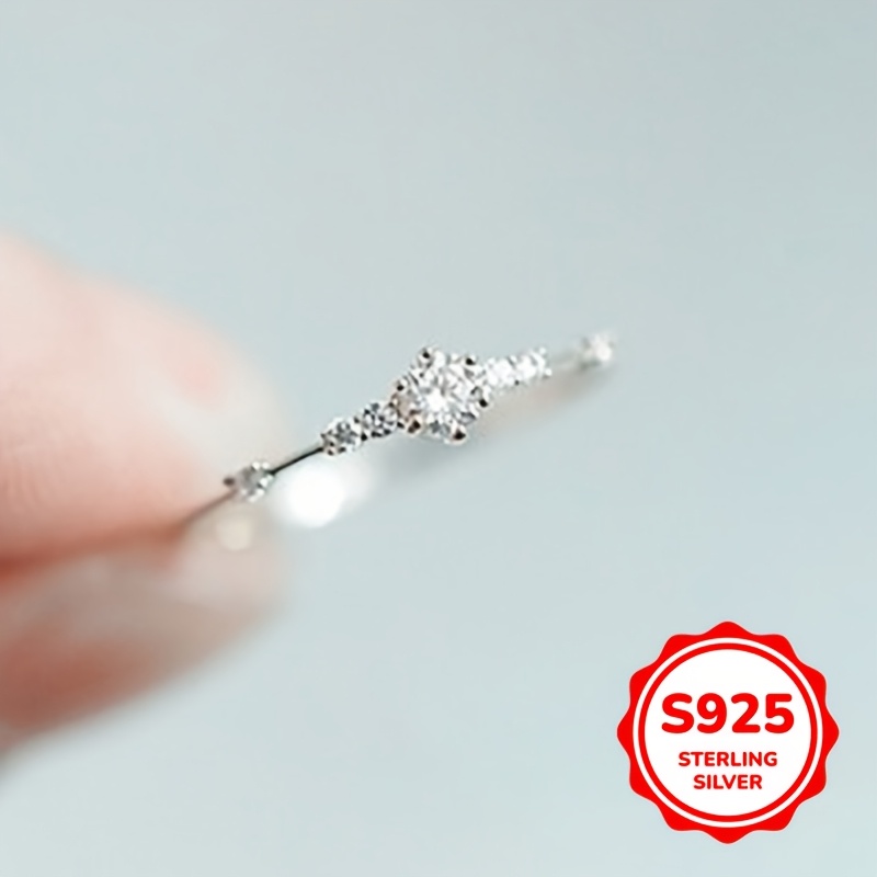 925 Sterling Silver Zirconia Ring Women'S Birthday Gift