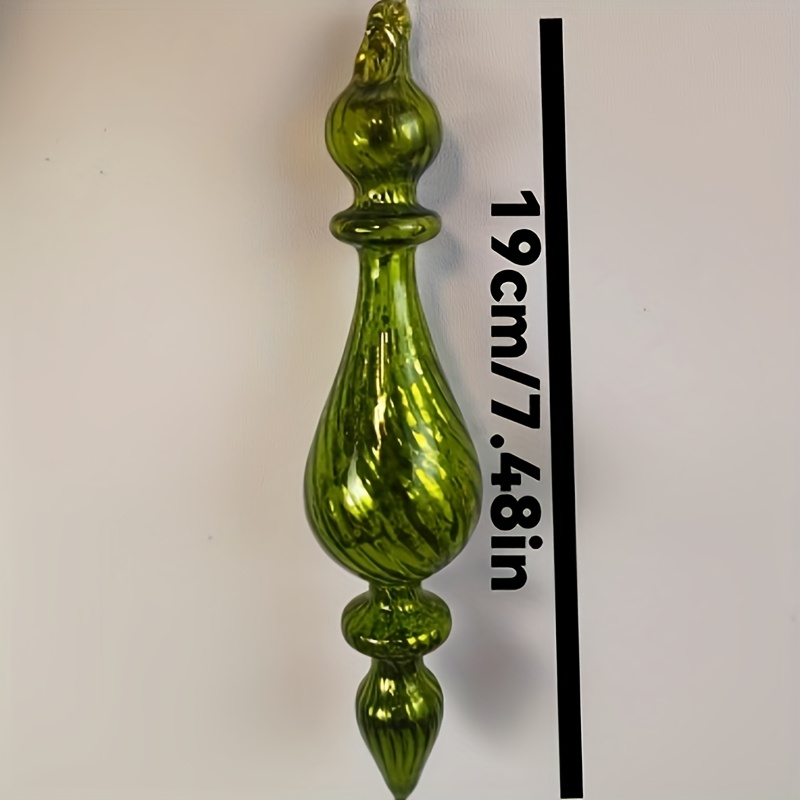 TEMU 3pcs Set, Silvery-plated With Crushed Silvery And Holly Green Christmas Glass Ornament Hanging Decorations, Christmas Ornaments, Christmas