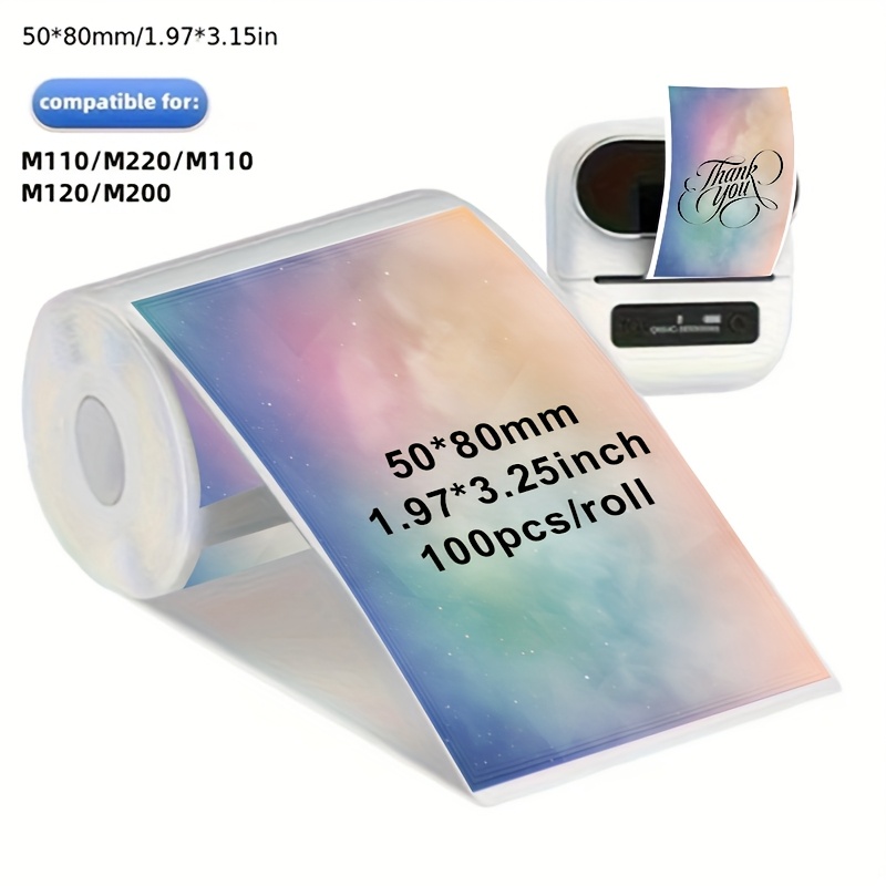 TEMU 1 Roll/3 Rolls Pink Gradient Thermal Label Stickers Suitable For Home Mini Printers Labels Suitable For M110, M120, , M220, M221 For Shipping