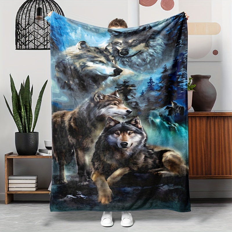 

Wolf- Flannel Blanket - & For , Bed, , And - For