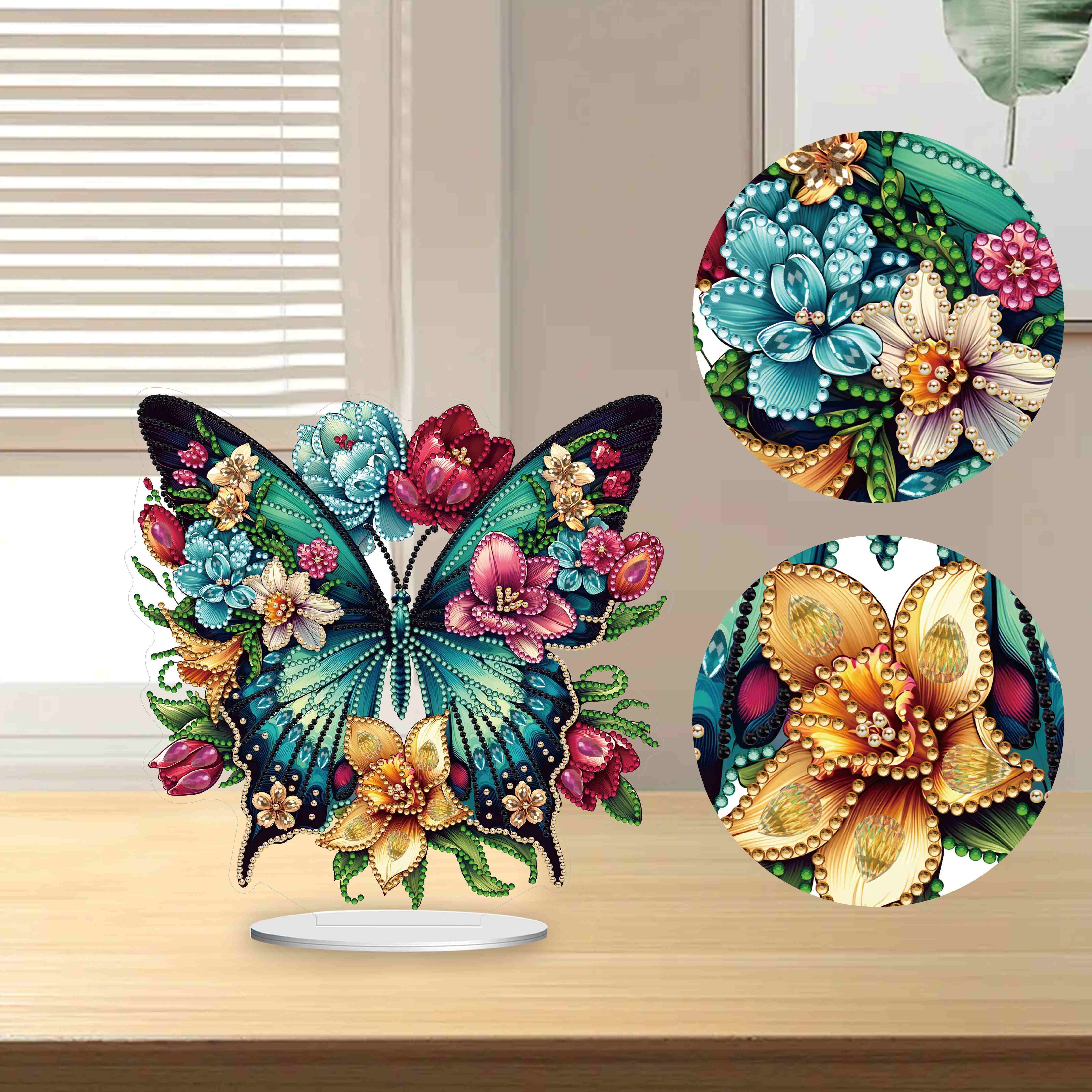 

Colorful Butterfly Pattern Desktop Decoration, 5d Diy Irregular Crystal Diamond Art Painting Decoration, Mosaic Craft, Suitable For Home And Office Desktop Three-dimensional Decorative Art