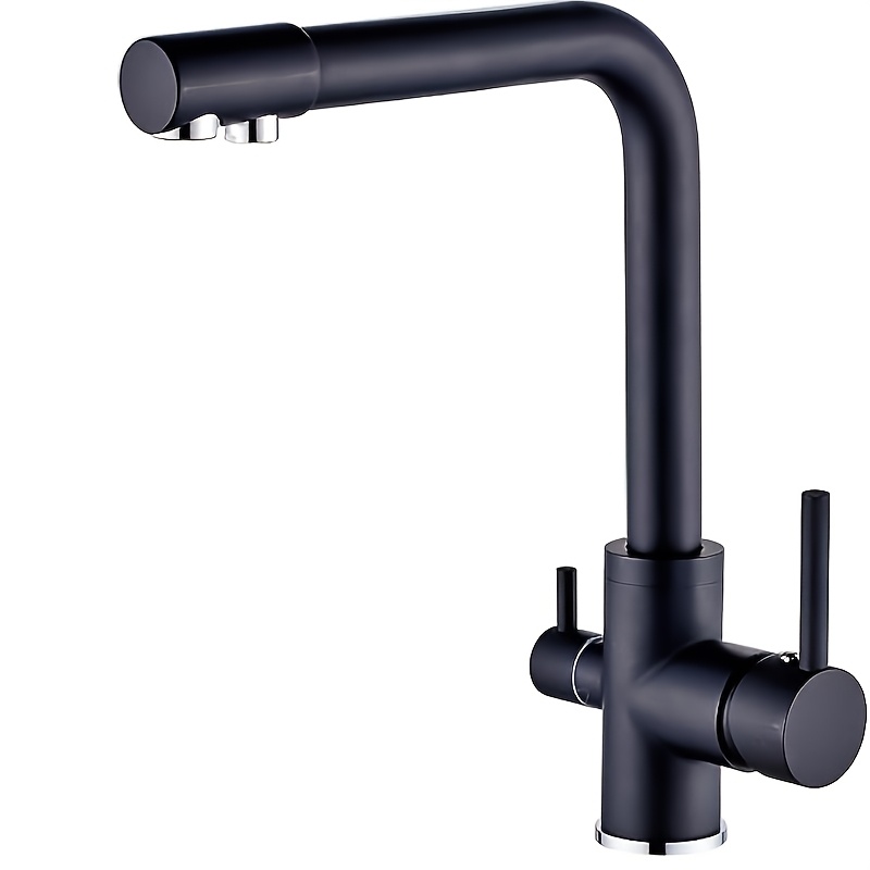3-way Kitchen Tap, 3-in-1 Mixer Tap Kitchen, 360° Rotatable Kitchen Tap, Brushed Stainless Steel, 2 Lever Kitchen Tap, 3 Way Tap, Kitchen Sink Faucets