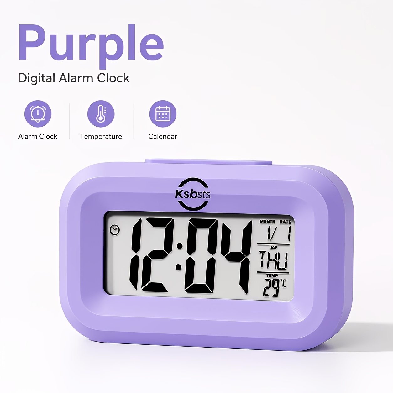 TEMU Réveil de cuisine Minuteur Thermomètre et Hygromètre 3-en-1 Mini LED Rétroéclairé Horloge Électronique de Bureau Intelligente Multifonctionnelle