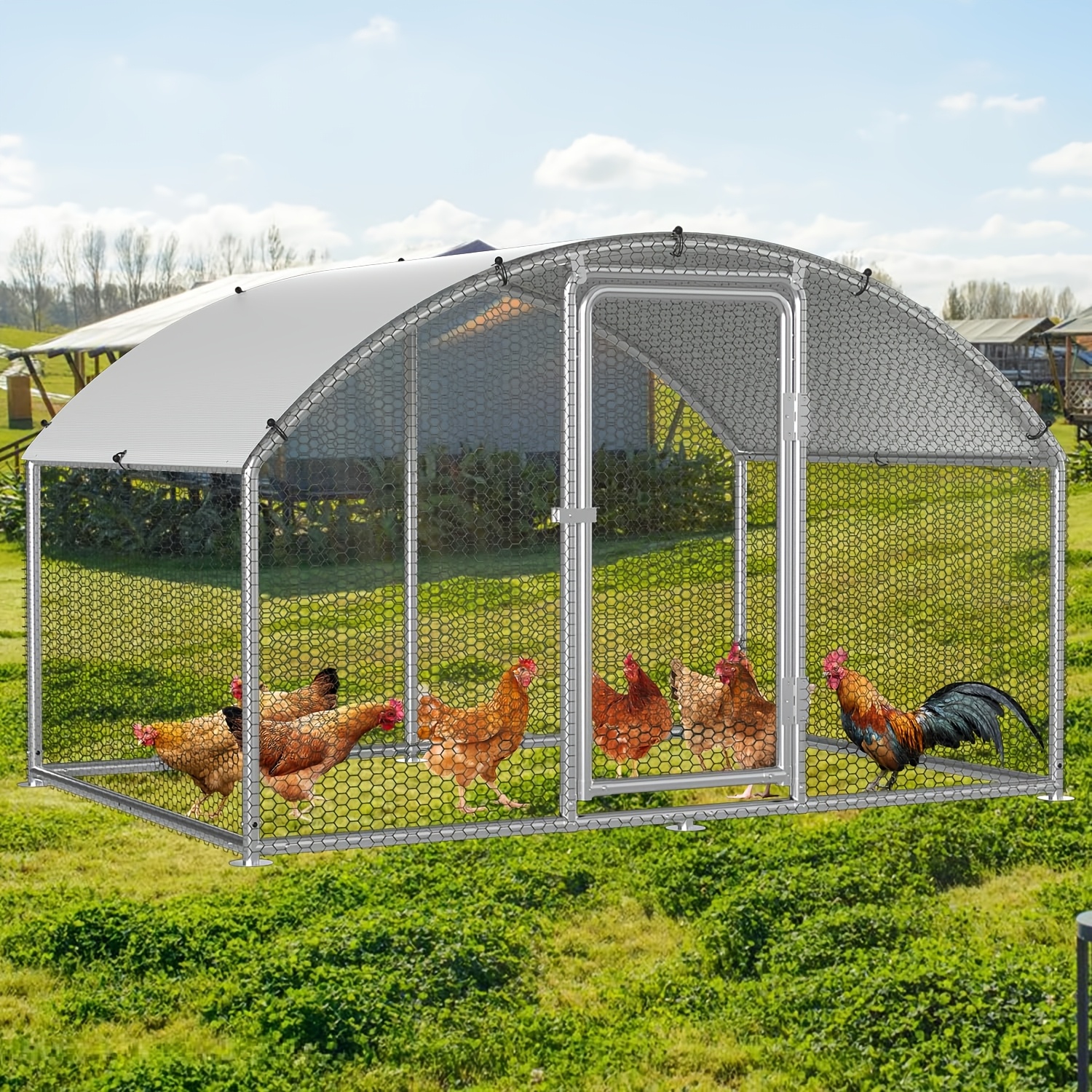 Image of Chicken Coop, 3x2x2 Meters With A Roof, Lockable, Made Of Galvanized Steel And Colored Pe Mesh, Suitable For Animal Enclosures, Easy To Clean