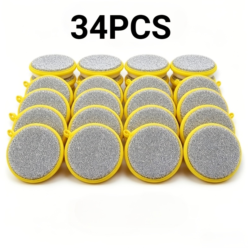 34pcs Double-sided Dishwashing Sponge Brush-pot And Dish Cleaner, Absorbent Kitchen Cleaning Towels With Oil-free Foam Surface
