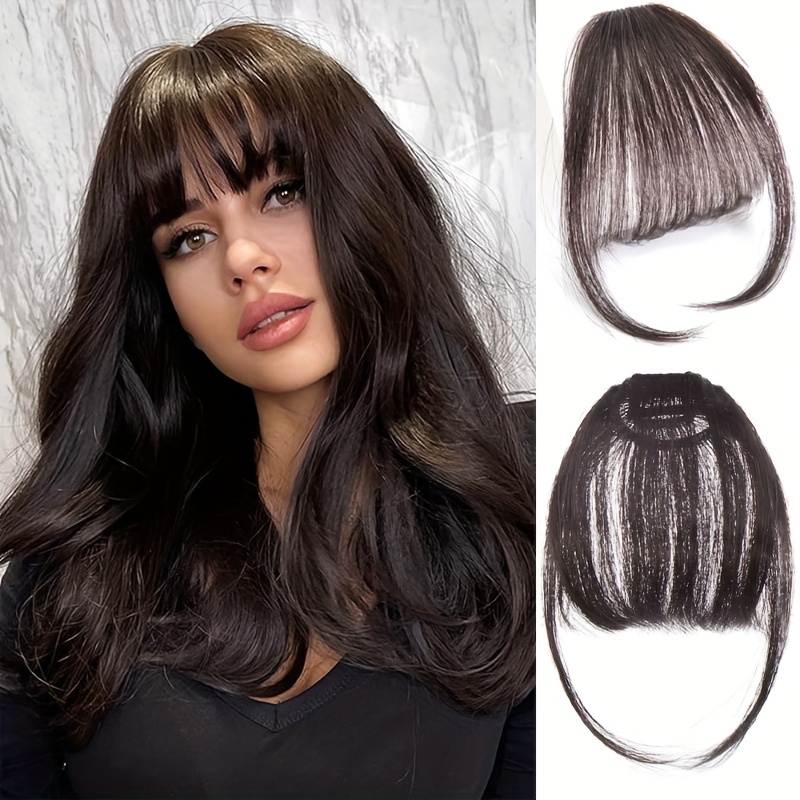 womens straight hair bangs clip in extensions basics style with sideburns for   and natural look details 4