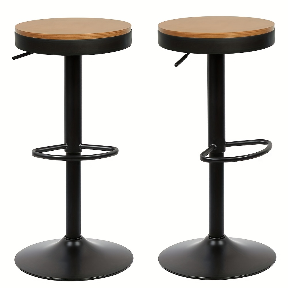 Swivel Bar Stool 2pcs Set, Bar Stool, Wooden Seat, Easy To Clean, Suitable For Home/cafe//bar And