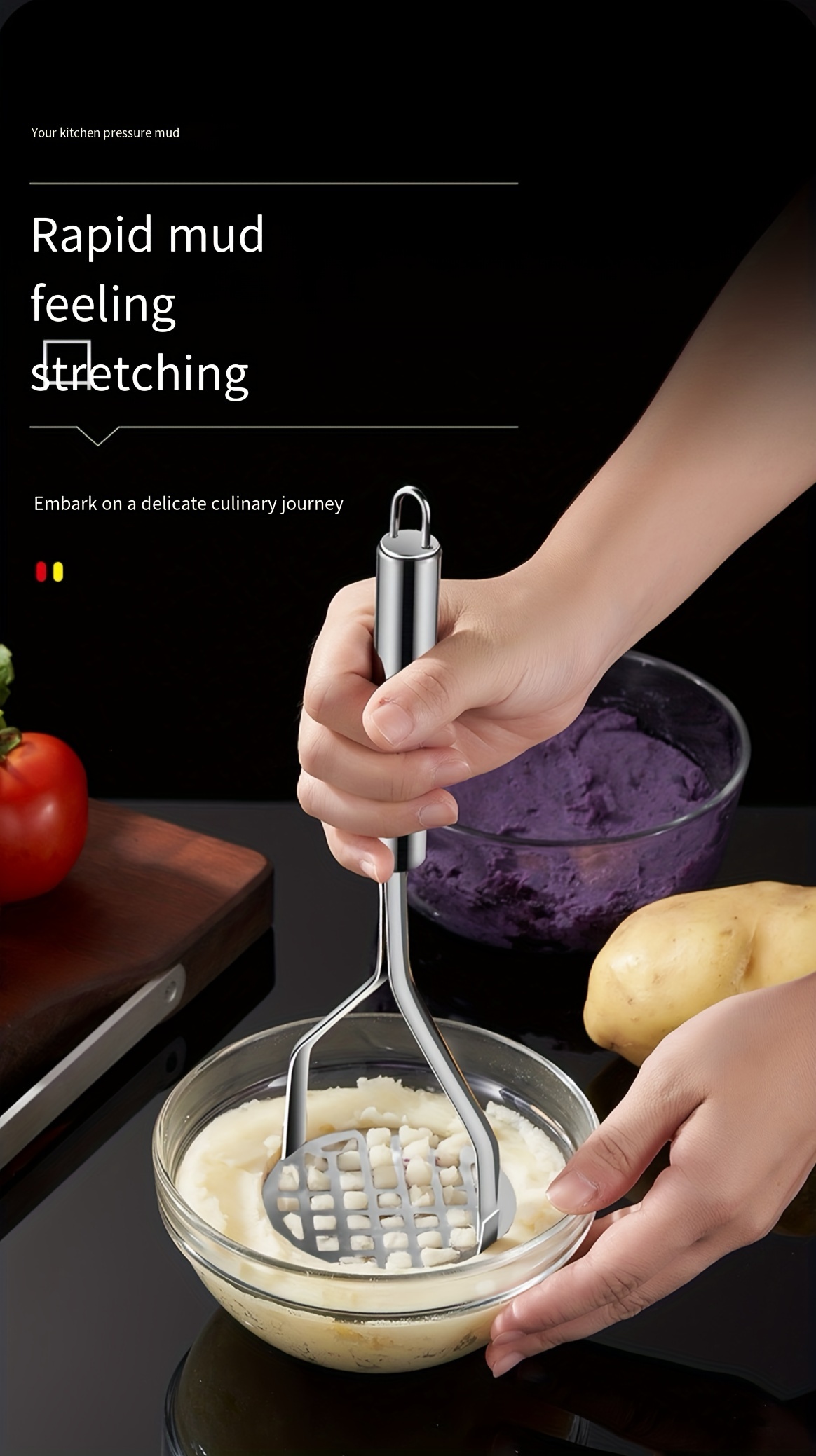 stainless steel potato masher   manual press for perfect     gadget for   food more home use potato masher details 2