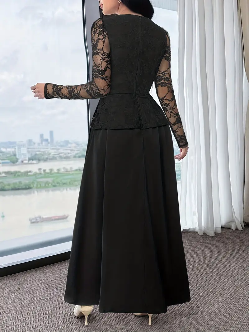 womens autumn casual elegant solid color lace splicing long - Temu Oman womens autumn casual elegant solid color lace splicing long - Temu Oman