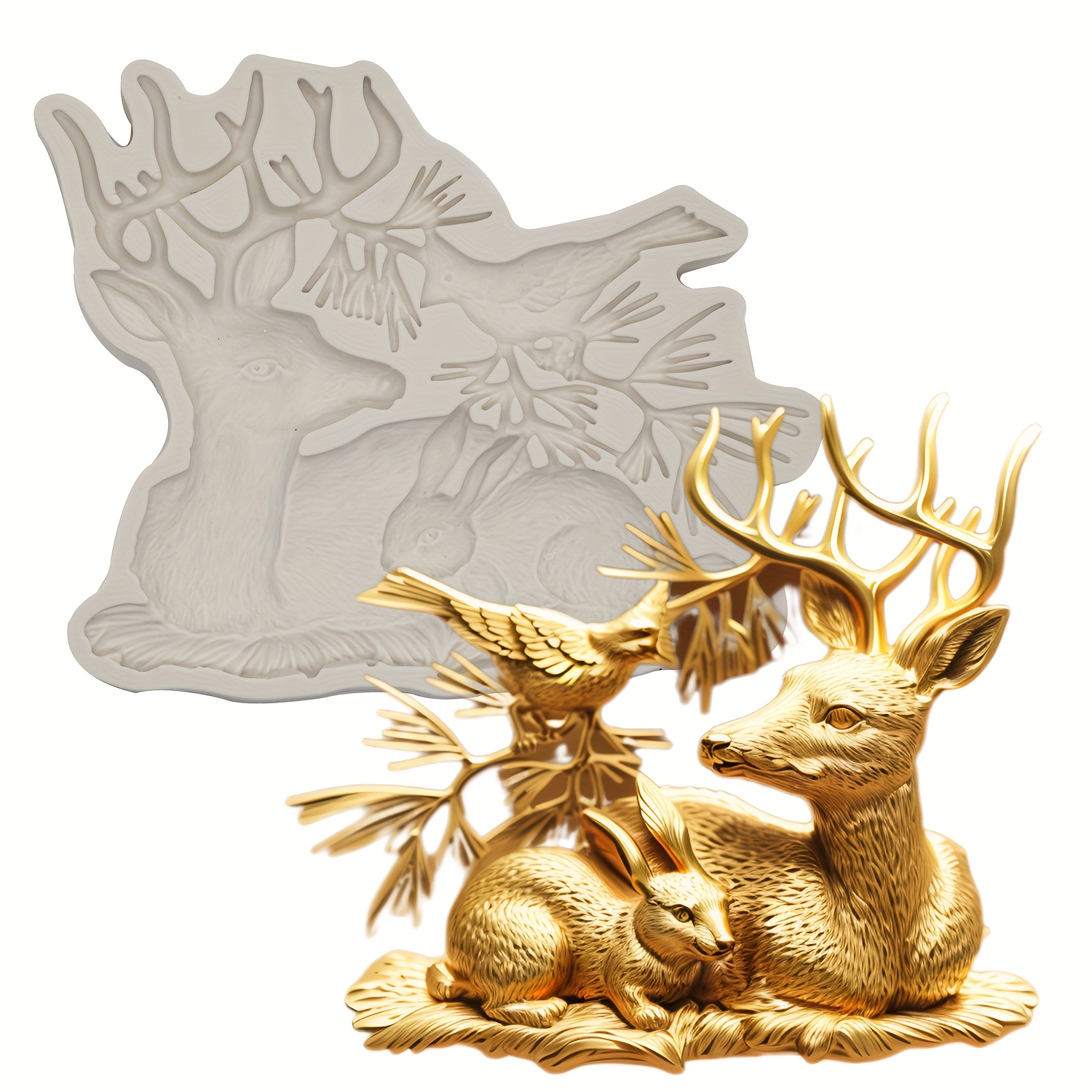 

1pc, Rustic Deer Silicone Mold For Cake Decorating, Fondant Chocolate Candy Gum Paste Mould, Cupcake Baking Tools With Nature-inspired Design