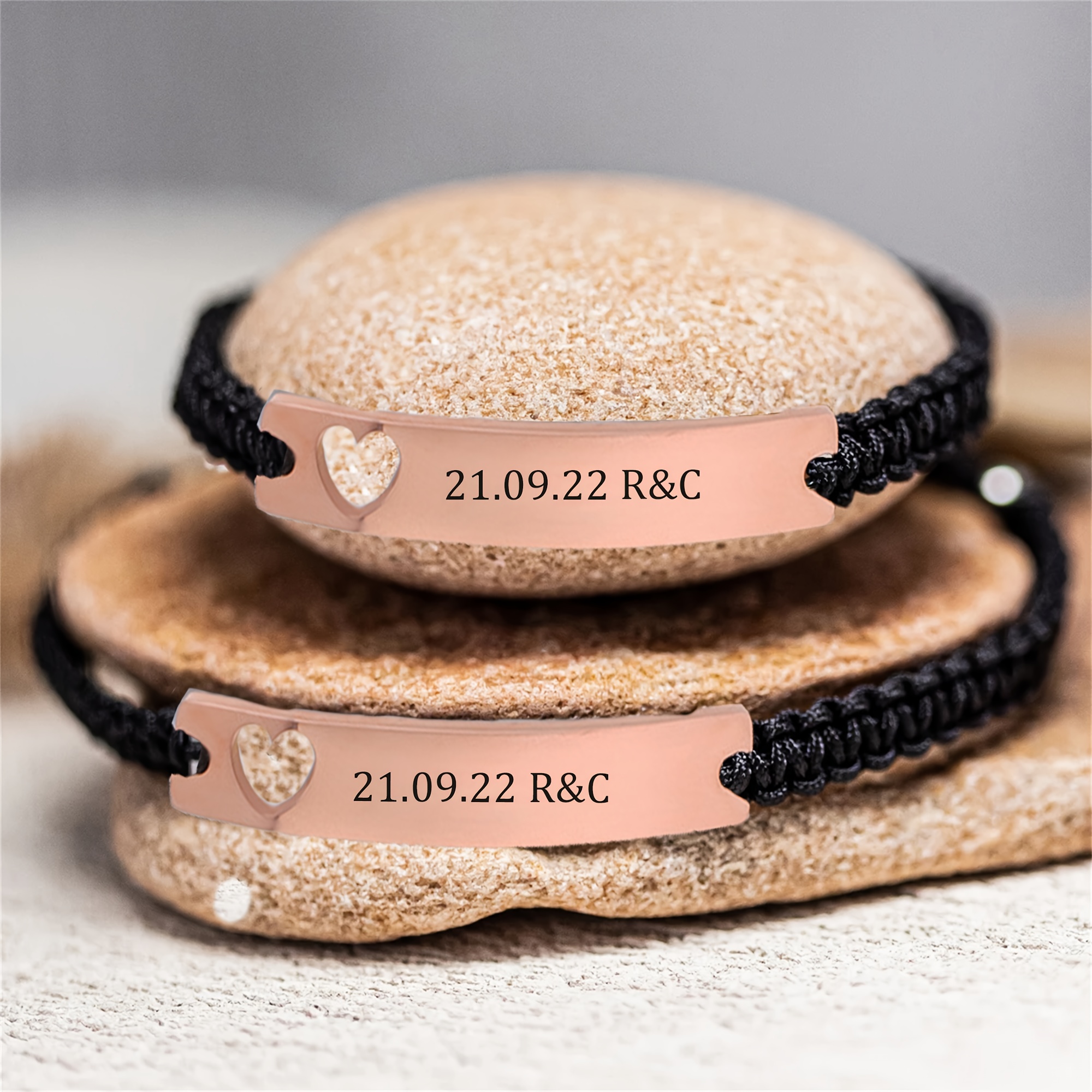 Custom Couple's Fashion Bracelet, Personalized Text & Symbols