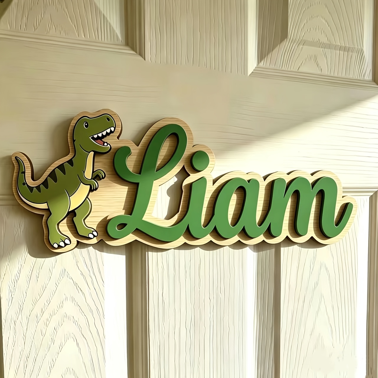 TEMU Custom Personalized Wooden 3d Dinosaur Name Sign, Home Door Plaque Decoration, Unique Birthday Christmas Father's Day Anniversary Gift, Living