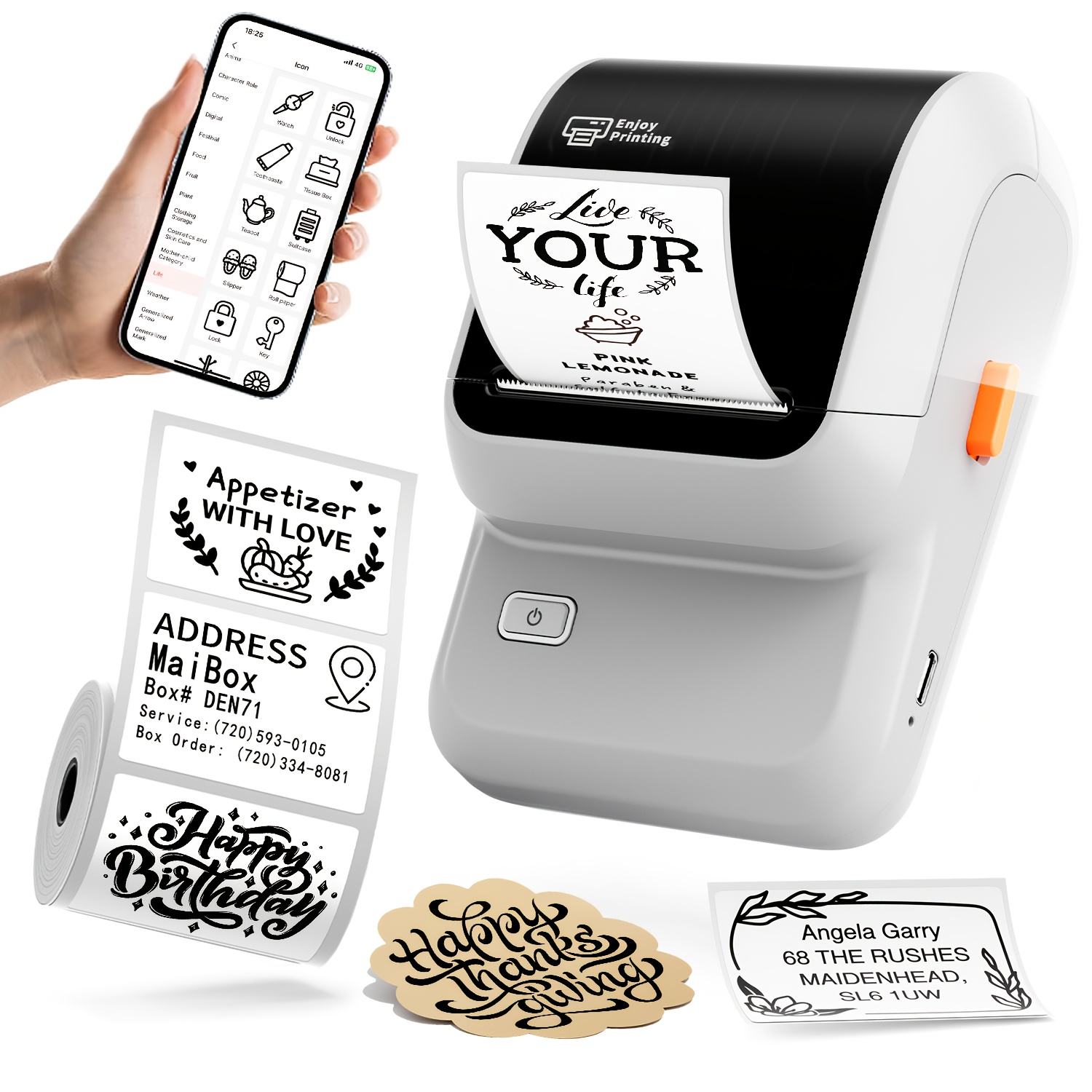TEMU Label Maker, Featuring A Versatile App With 1000 Icons And 300 Templates. 2-inch Address Label Printer Ideal For Small Businesses, Offices,
