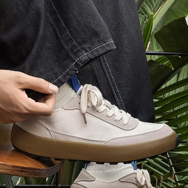 Nuevas zapatillas de skate de caña baja para hombre, estilo urbano de verano con bloques de color, diseño de contraste blanco-azul-verde, parte superior de lona transpirable, suela suave, zapatillas urbanas versátiles para atuendo casual y fotografía callejera