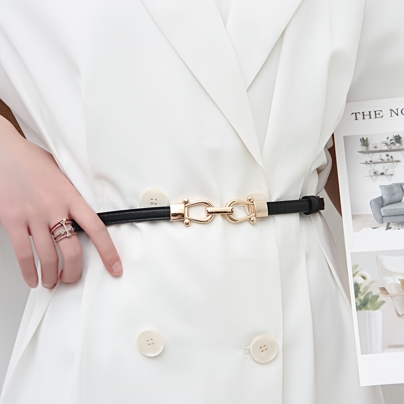 TEMU 1pc Women's Narrow Belt, Adjustable, Suitable For Dress And Trench Coat, With Metal Buckle, For Autumn, Fall, Halloween