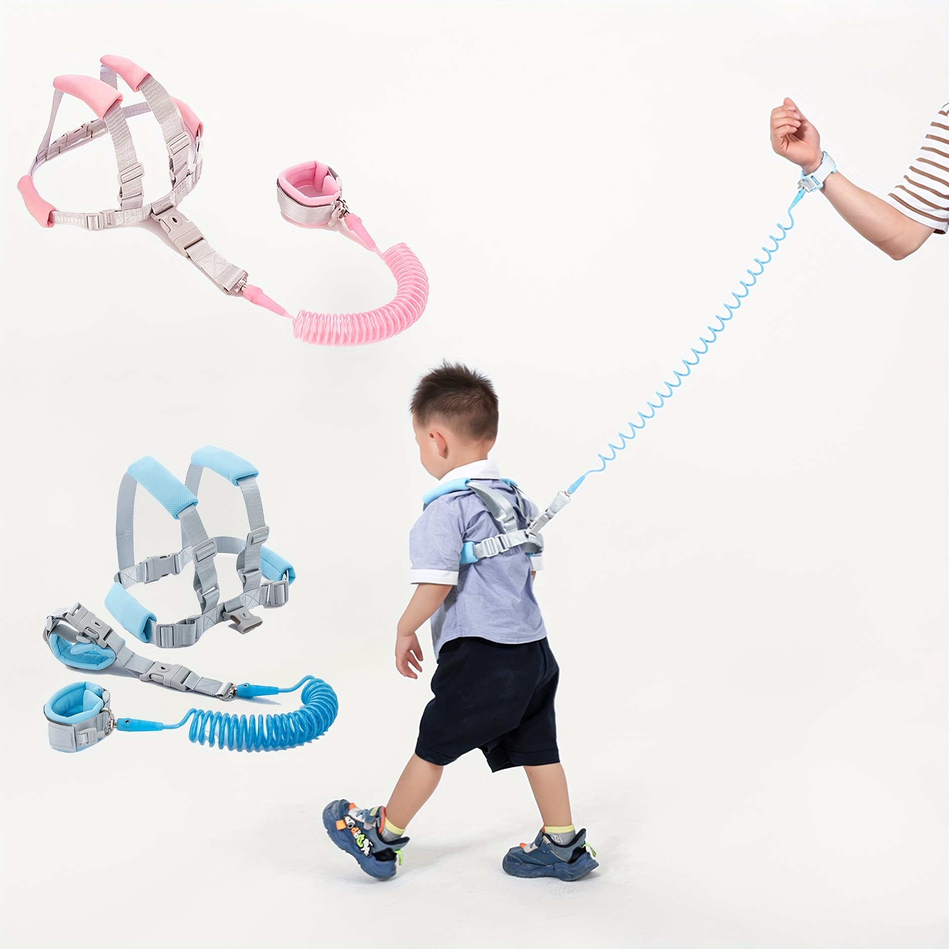 

Baby And Child Anti-lost Leash, Anti Lost Wrist Link For Toddlers - Toddler Harness, 2 Meters/ 6.56ft Anti-lost Spring Rope, Walking Safety Harness, Halloween, Thanksgiving And Christmas Gift