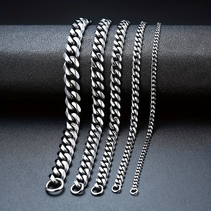 COBI Stainless Steel Bracelets For Men – Cuban Link & Beaded Chain, Hip Hop Style, 7 8 9 Inch