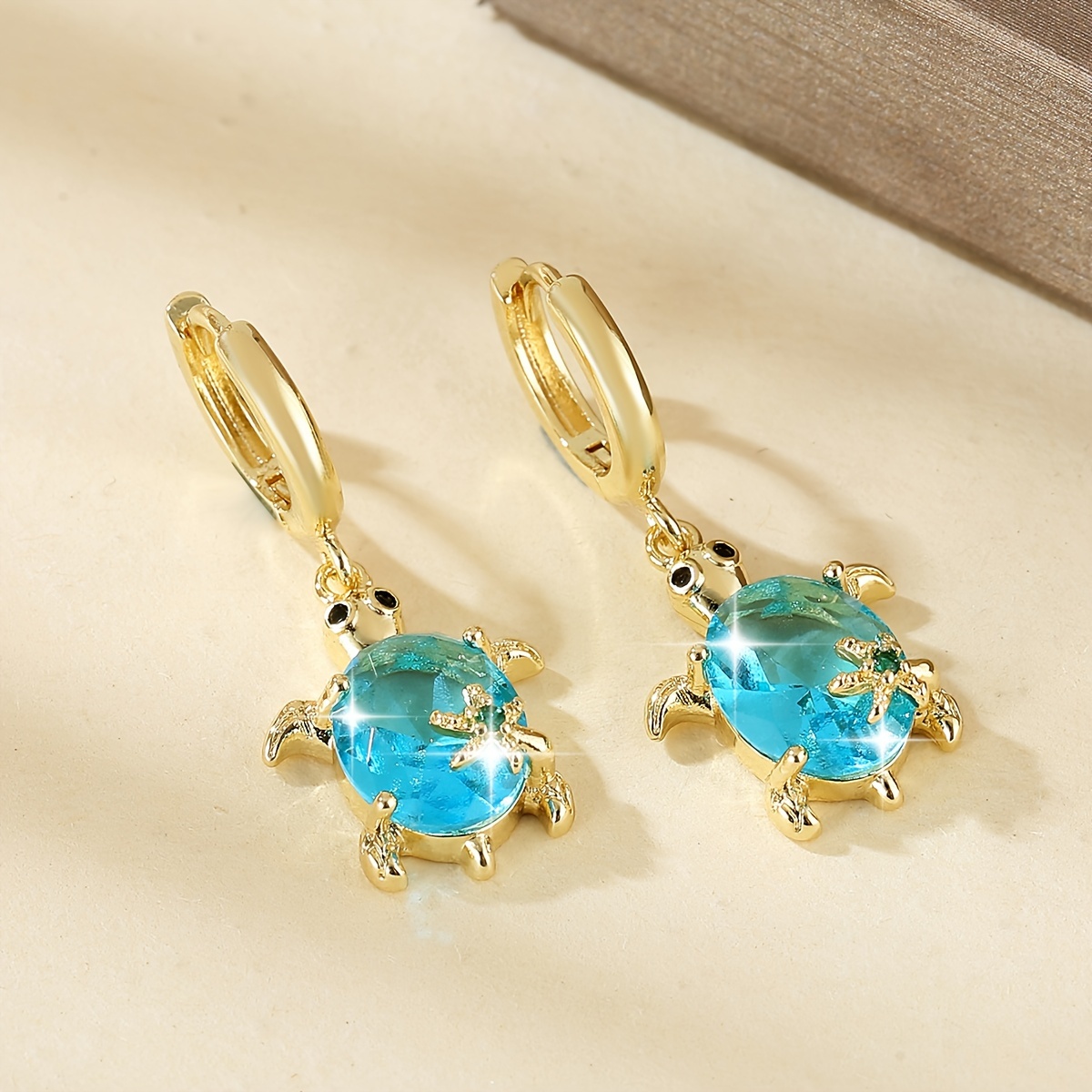 

1 Pair Of Drop Earrings Sparkling Turtle Design Inlaid Shining Zirconia Daily Outfits Party Accessories Gift For Her