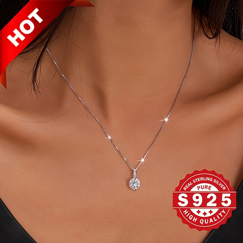 

925 Sterling Silver Women's Geometric Water Drop Collarbone Chain With Sparkling Zirconia Pendant Collarbone Chain Hypoallergenic Ornament