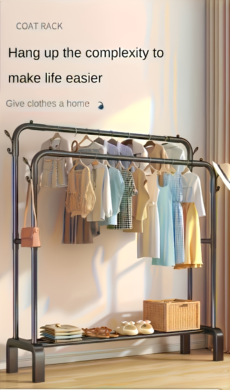 popular   stainless steel multi functional wardrobe clothes rack space saving design easy assembly with shelves and hooks portable clothing rack for balcony dorm bedroom Product details 1