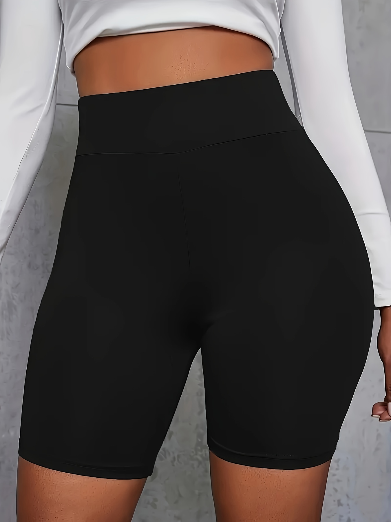 Women's High-Waist Stretchy Shorts - Soft, Casual Solid Color Leggings for Spring & Summer, Machine Washable, Polyester/Spandex Blend, Smooth Fabric, Mid-Thigh Length