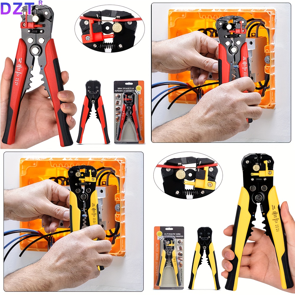 

1pc Multi-functional Automatic Wire Stripper - Cable Cutter With Handles For Copper, Aluminum Wires - Ideal For Electrical, Diy Projects - Steel Material,