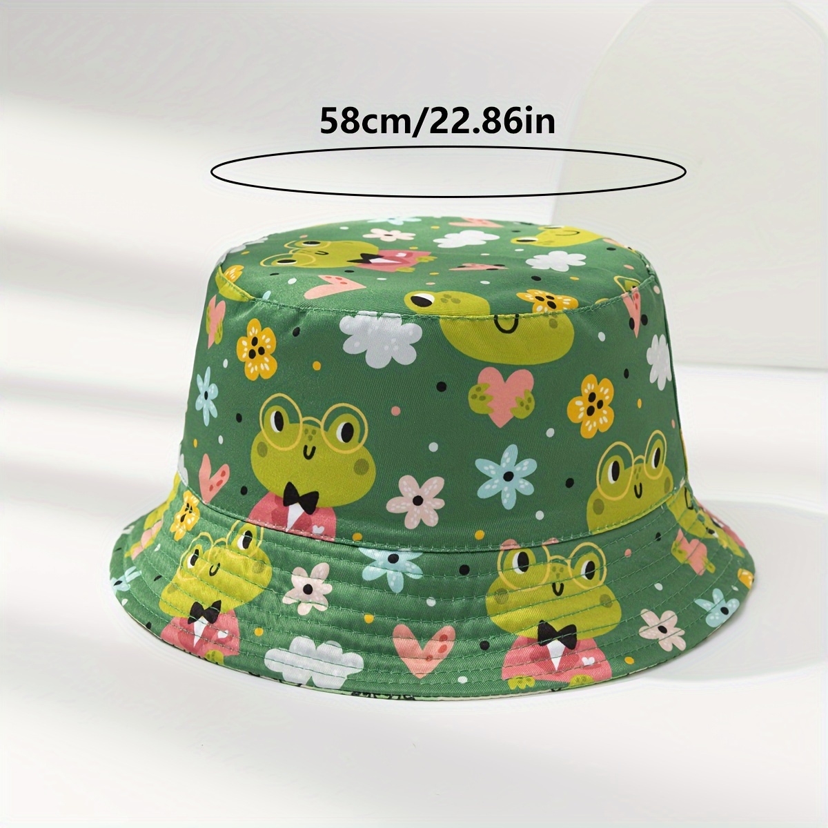 cute frog print bucket hat cartoon green animal graphic Temu