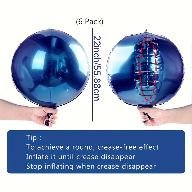 Image of 6pcs 22-inch Dark Blue 4d Ball Aluminum Film Balloon Set Camping Theme Party Decoration Graduation Bridal Gift Party Background Decoration Wedding Birthday Party Decoration Supplies