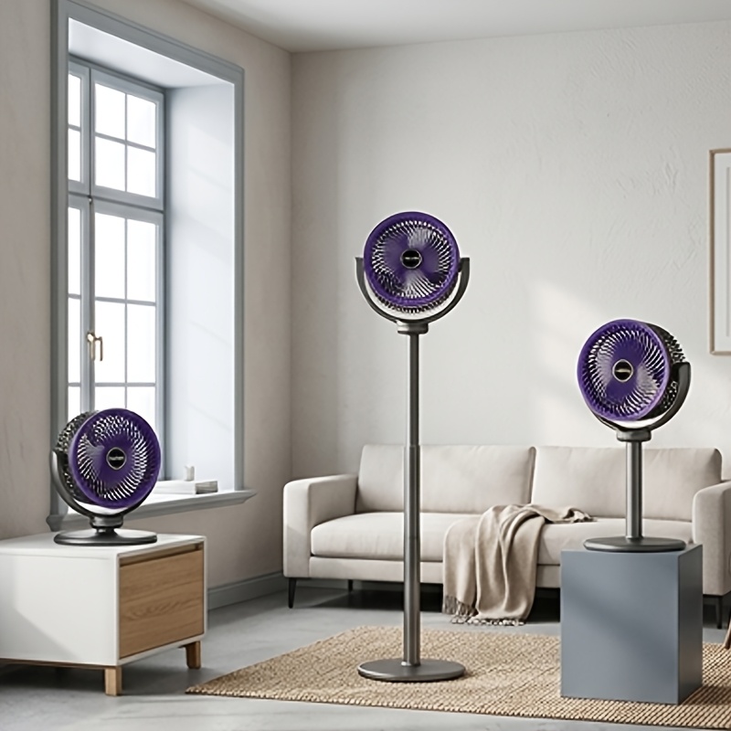 Ventilateur de circulation vertical portable 3 en 1, fonctionnement puissant et silencieux, 5 vitesses, inclinaison à 360°, chargement Type-C, batterie longue durée pour terrasse extérieure, balcon, j
