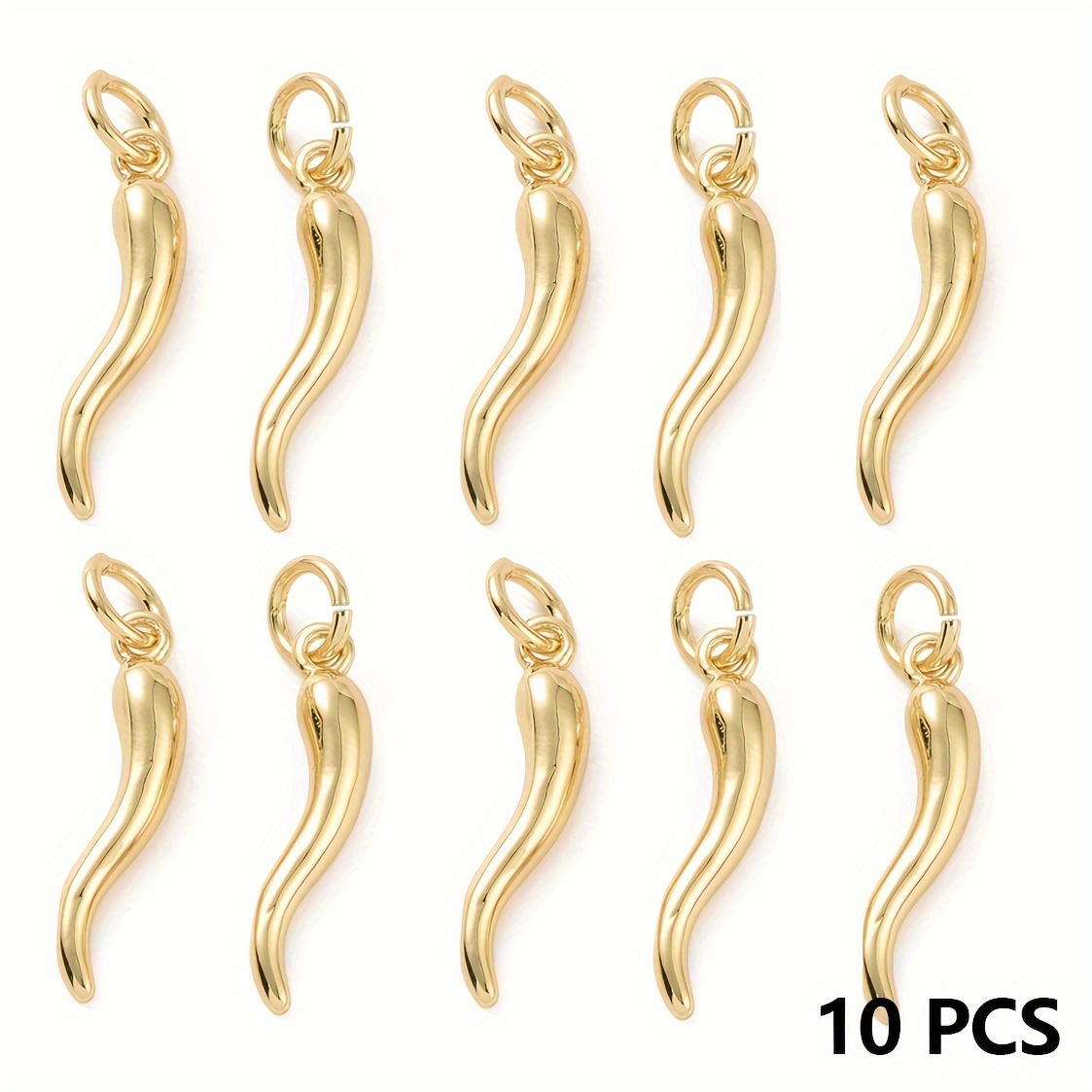 

10pcs Golden-tone Chili Pepper Charms, Mini Horn-shaped Alloy Pendants For Jewelry Making – Ideal For Necklaces, Bracelets, Earrings