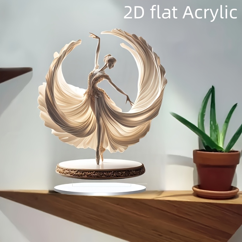 

2d Flat, 2d Ballerina Acrylic - Perfect New Year And Valentine's Day Gift, Modern Desk Decoration With Stand, Suitable For Home And Office