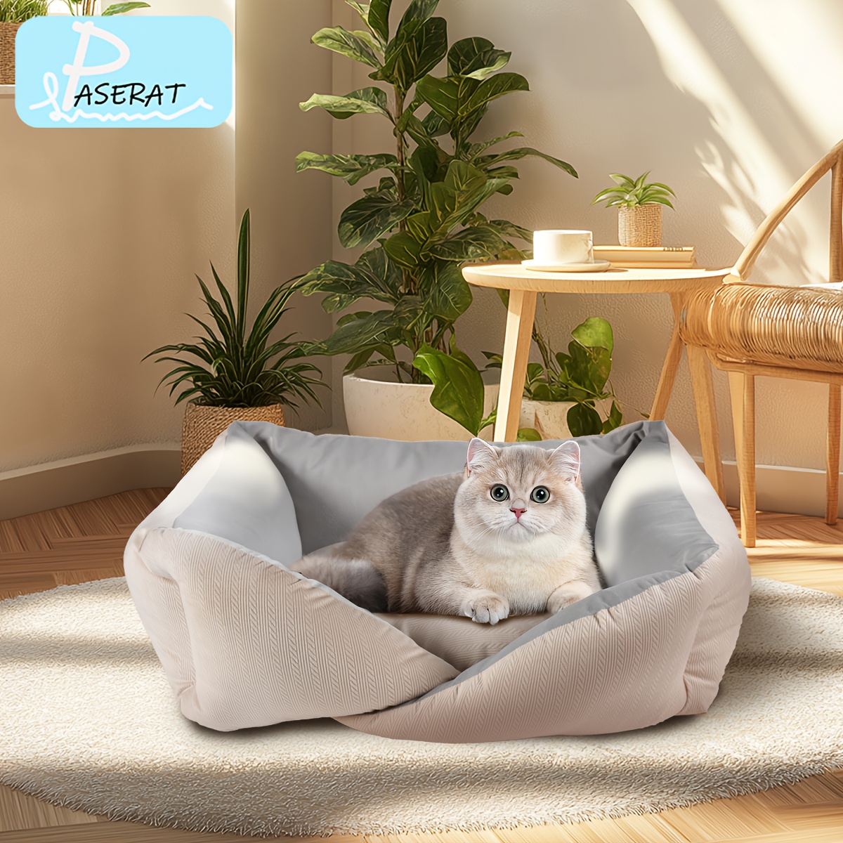     bed for small to extra small dogs cats pink and gray plush polyester non assemblable     with     nest stylish pet furniture soft   small dog bed Product details 2