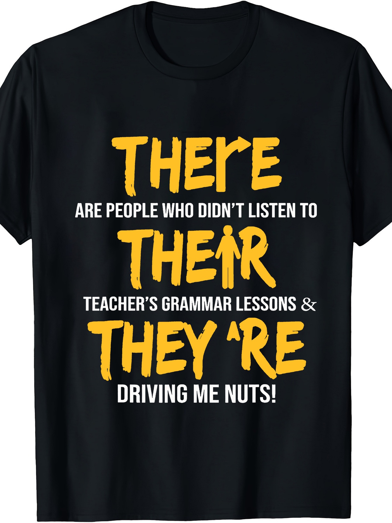 funny grammar teacher t shirt   their theyre pun soft breathable mens tee black shirt with   yellow text machine washable gift for english teachers  s casual everyday formal events teacher shirts   apparel       educational apparel language enthusiasts black 0