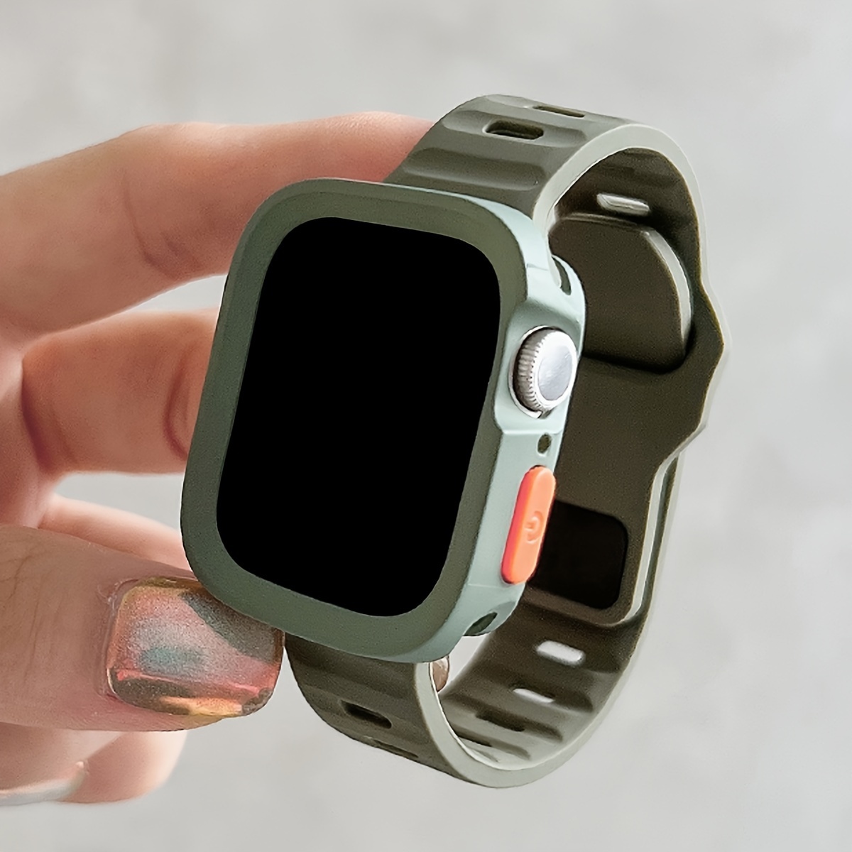 2pcs for Apple Watch Band & Case Combo - Adjustable Silicone Sport Strap with Hollow-Out Soft Protective Cover, Breathable Comfort Fit for Series 1-11/Ultra/SE, 38-49mm, Compatible with 40/41/42/44/45/46/49mm, Durable Protective Case Accessories