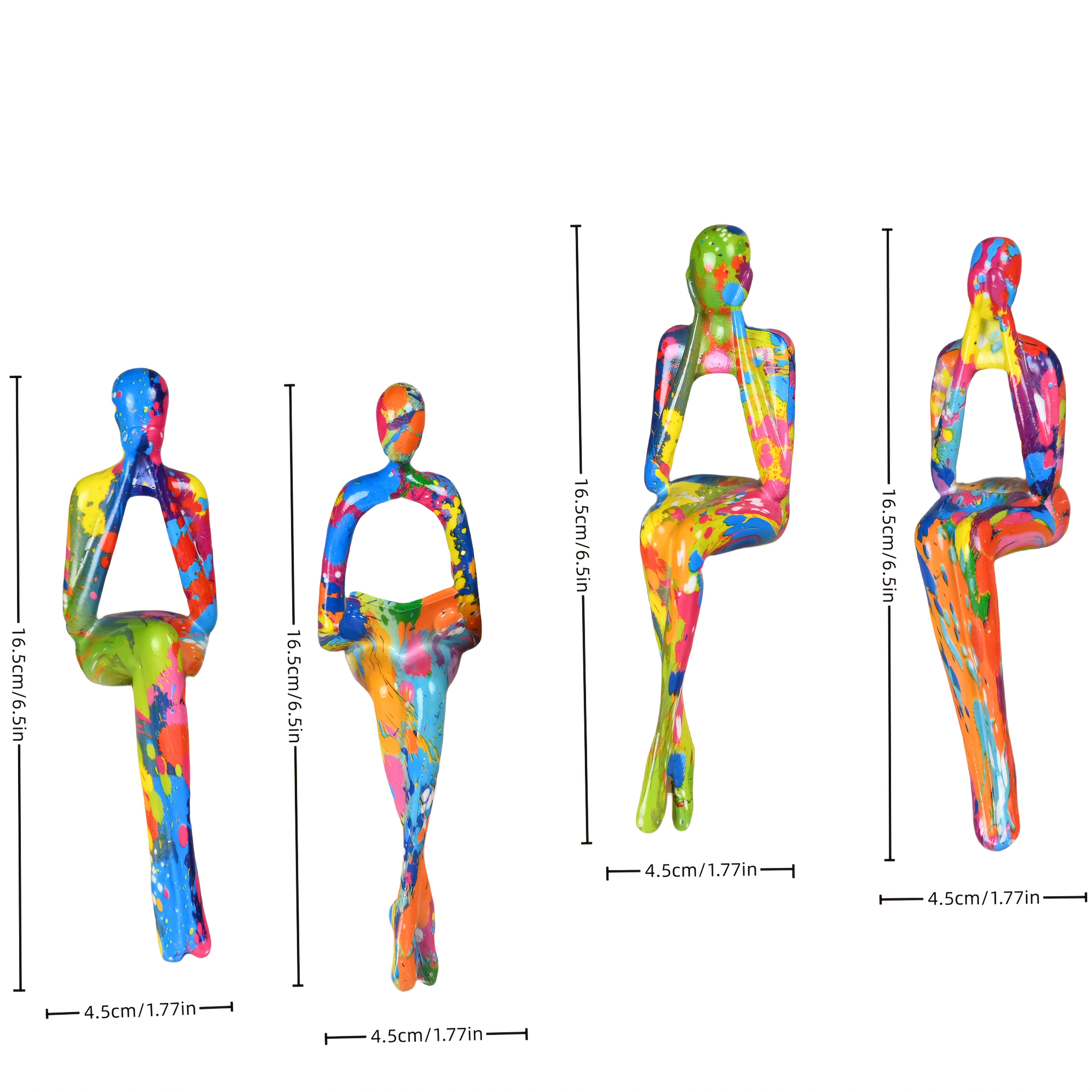 Image of Home And Kitchen > Holiday Decor > 4pcs Resin Abstract Figurines In 3 Sitting Poses. Purchase Resin Crafts, Decoration, Decoration, Indoor Decoration, Interior Decoration, Decoration, Christmas Gifts