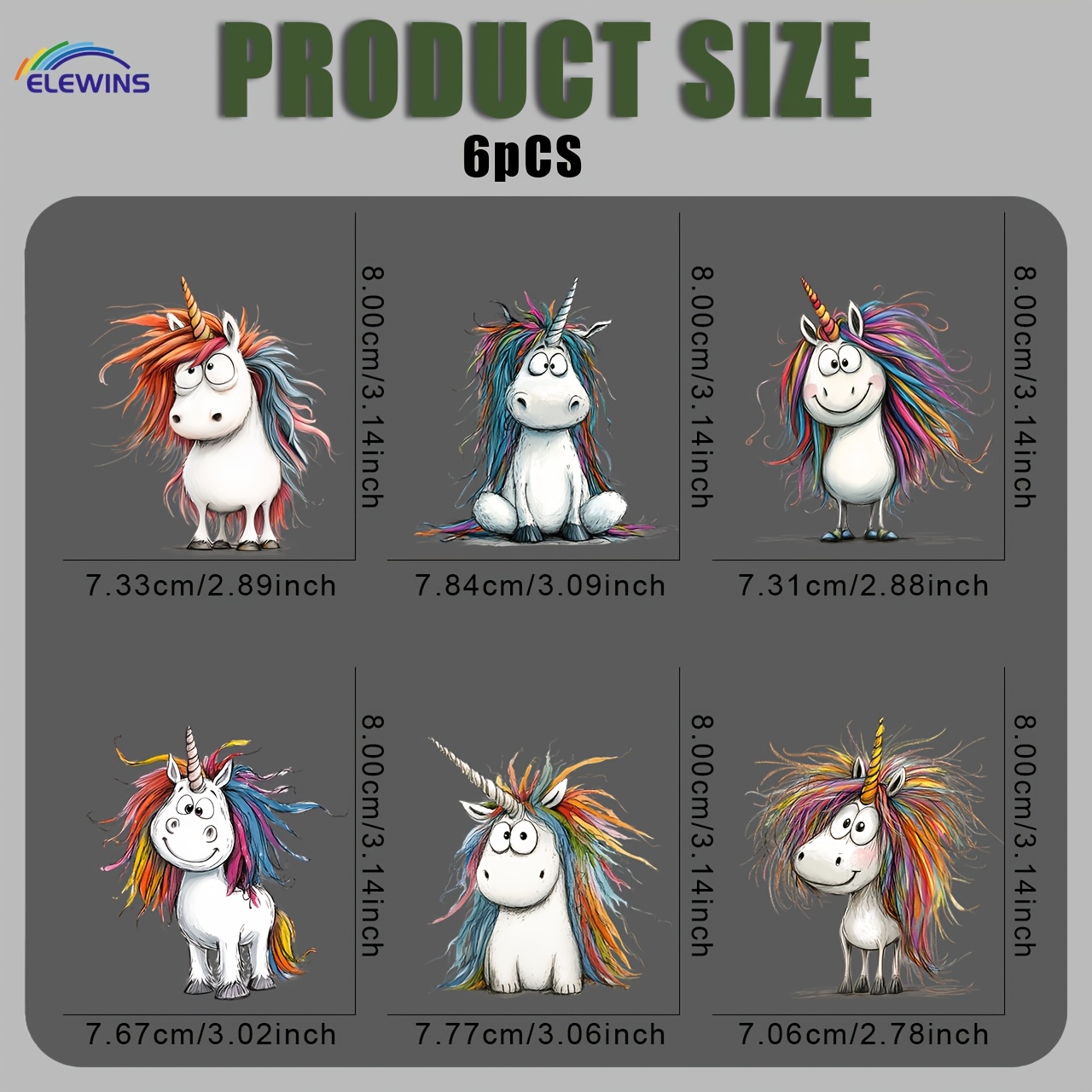 6pcs/set Funny Unicorn Diy Iron On Dtf Transfers Stickers Washable Heat Transfer Designs Decals Patch For T- Jeans Backpack