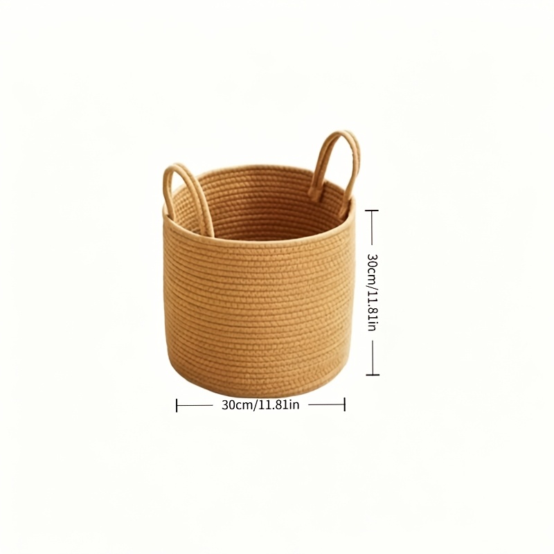 Extra Large Jute Storage Basket - Modern Woven Clothes, Laundry And Home Organizer, Suitable For Bedroom, Bathroom, Living Room, Dormitory, Shelf Baskets